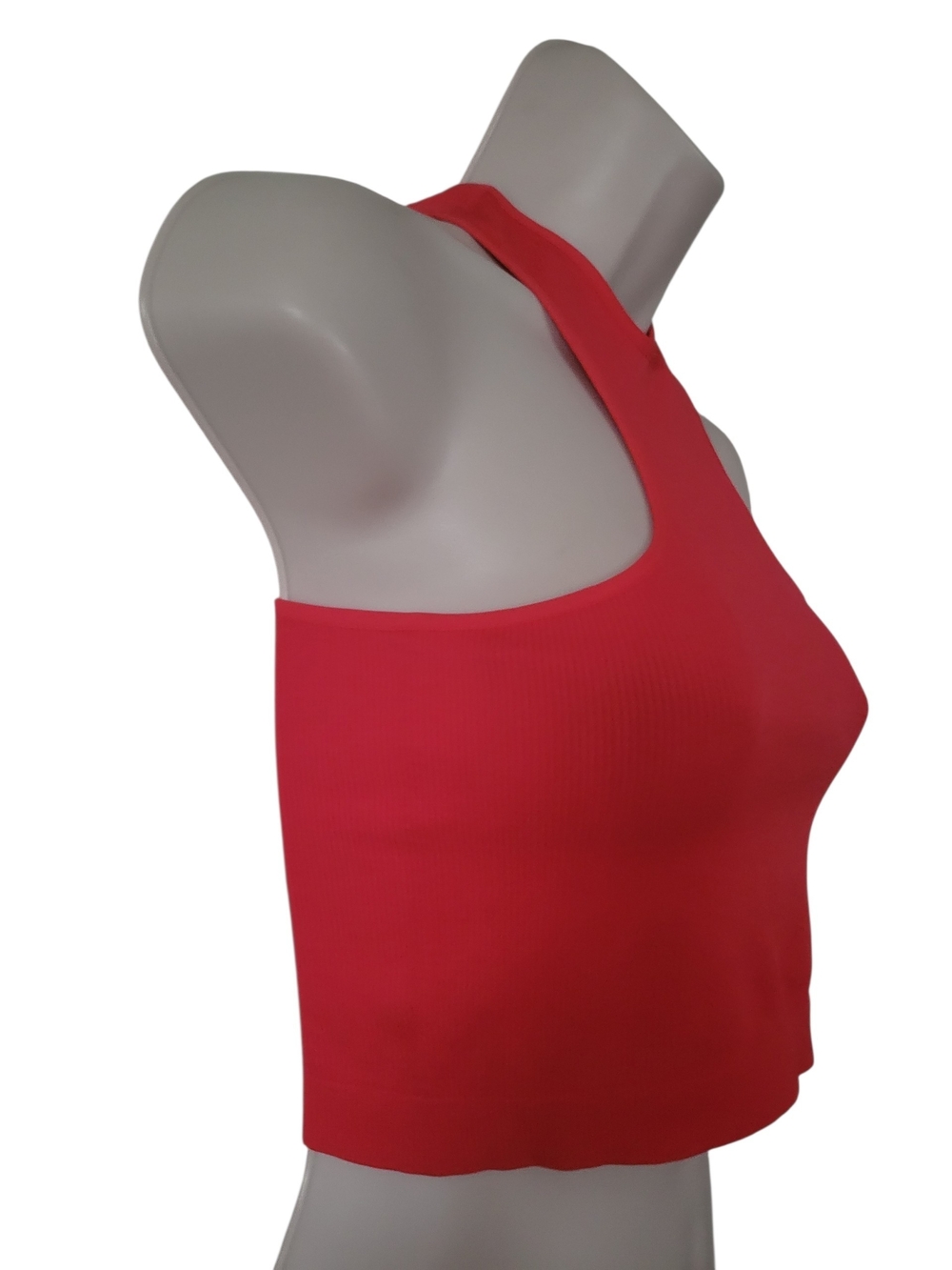 Red Ribbed Crop Top - Picture 2 of 7